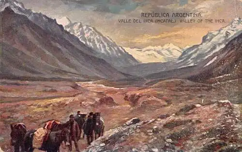 A815 Argentinien Tal der Inka Kunst Pferde Berg Vintage Postkarte