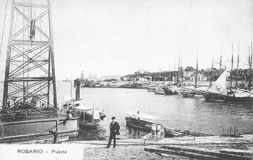 A815 Argentinien Rosario Puerto Hafen Dampfschiff Boote Postkarte