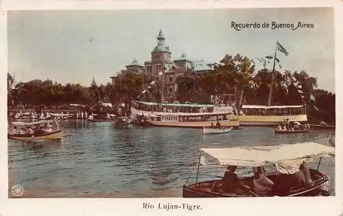 A815 Argentinien Recuerdo de Buenos Aires Rio Lujan Tigre Boote RPPC Postkarte