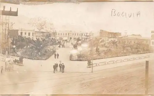 A813 Bolivien Cochabamba Plaza Colon RPPC Vintage Postkarte
