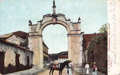 A814 Mexiko Amecameca Una Calle Pferd Einheimische Kinder Vintage Postkarte