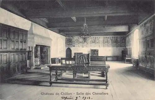A809 Schweiz Chateau de Chillon Salle des Chevaliers Vintage Postkarte