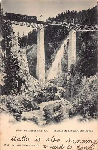 A809 Schweiz 1903 Pont du Findelenbach Gornergrat Viadukt Zug Postkarte