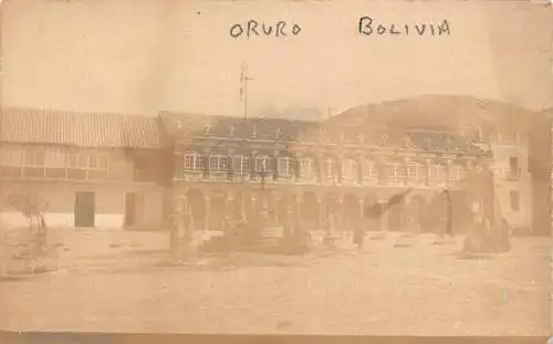 A813 Bolivien Oruro Plaza 10 de Febrero Platz RPPC Vintage Postkarte