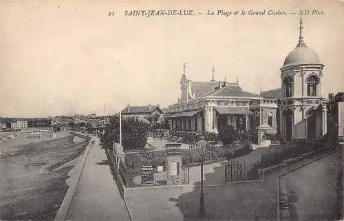 A816 Frankreich Saint Jean de Luz Plage et Grand Casino Beach Vintage Postkarte