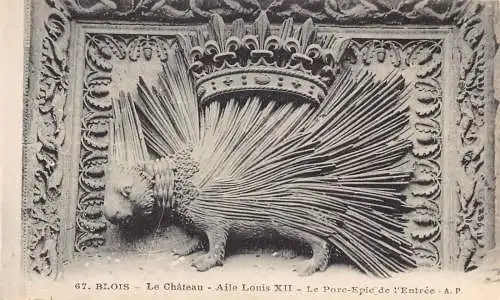 A816 Frankreich Blois Chateau Porc Epic de L'Entree Skulptur Schloss Postkarte