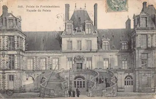 A816 Frankreich 1907 Palais de Fontainebleau Facade du Palais Palace Postkarte