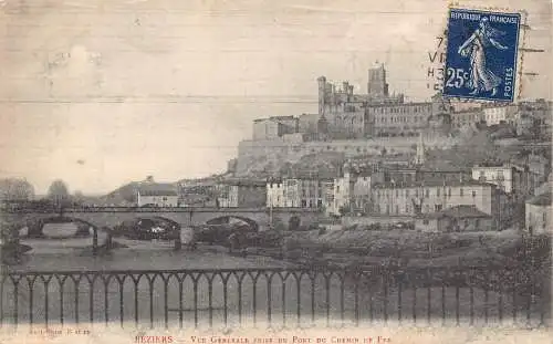 A817 Frankreich 1915 Béziers Gesamtansicht Eisenbahnbrückenviadukt Postkarte