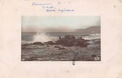 A818 Frankreich 1910 Meereslandschaft Wellen Felsen Passepartout Oissel Postkarte