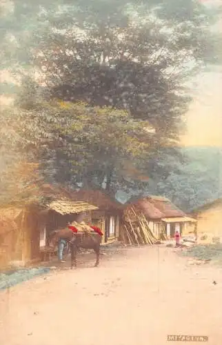 L268 Japan Miyagino Stall Pferd Vintage Postkarte