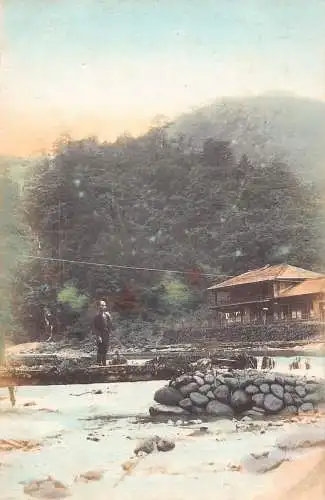 L268 Japan Tonosawa, Hot spring Hakone vintage Postkarte