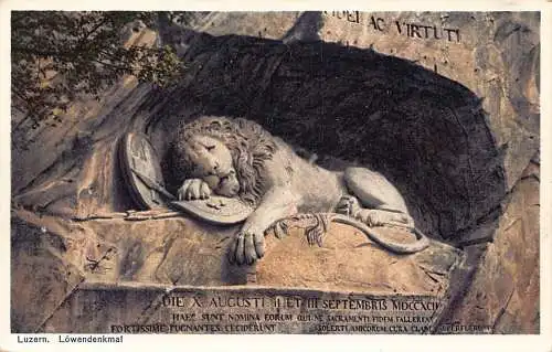 A810 Schweiz Luzern Luewendenkmal Löwendenkmal Vintage Postkarte