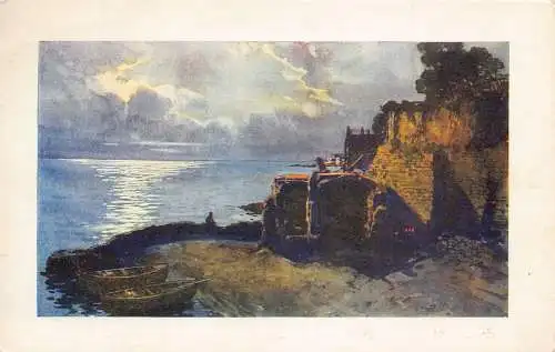 A807 Italien Napoli Neapel Marechiaro al Capo di Posillipo Mondschein Postkarte