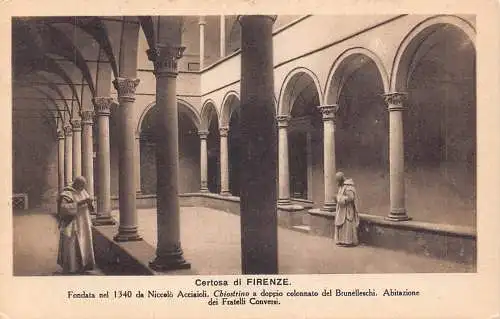 A807 Italien Certosa di Firenze Florenz Abtei Mönche Vintage Postkarte