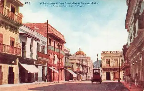 A814 Mexiko Straßenszene in Vera Cruz HF Tunon Exchange Vintage Postkarte