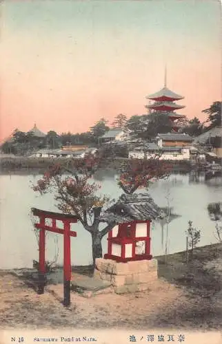 L267 Japan Sarusawa Teich am Nara Torii Tor Vintage Postkarte