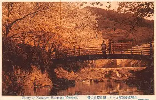 L269 Japan Kirschblütenbaum Sakura Heiße Quelle Nagasaki Geishas Postkarte