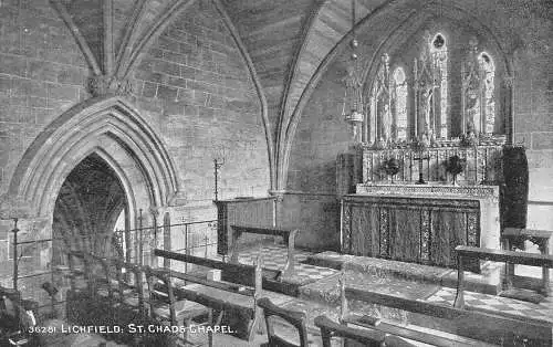 L247 England Lichfield St Chads Chapel Interieur Vintage Postkarte