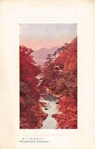 L266 Japan Chigoafuchi Shiodara Flusswald Vintage Postkarte