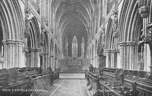 L246 England Lichfield Kathedrale Innenraum Der Chor Vintage Postkarte
