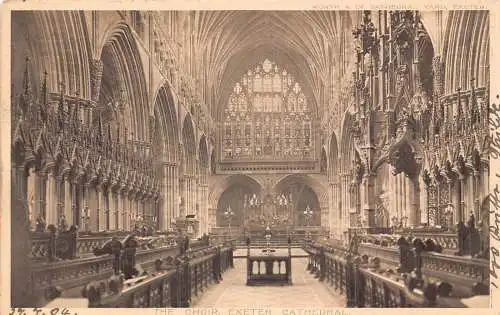 L246 England Exeter 1904 Cathedral The Choir Vintage Postkarte
