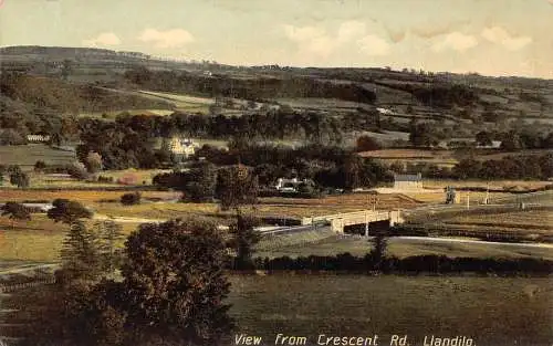 L247 Wales Blick von der Crescent Road Llandilo Vintage Postkarte