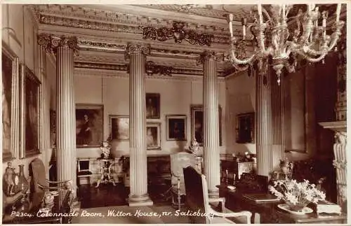 L245 England 1958 Kolonnadenzimmer Wilton House Salisbury Stühle Vintage Postkarte