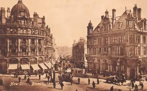 L245 England New Street Birmingham Double Decker Tram Midland Tramvays Postkarte