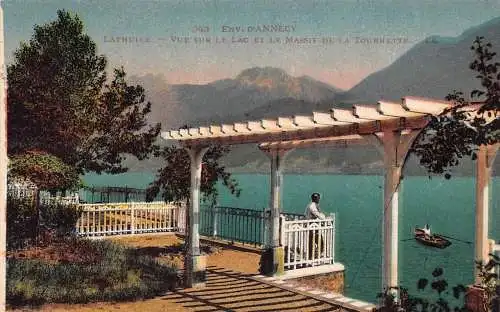 L096 France d'Annecy Lathuile Vue sur lac et massif de Tournett alte Postkarte