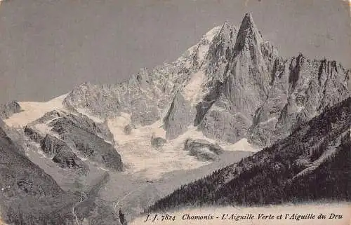 L095 Frankreich 1923 Chamonix L'Aiguille Verte Berggipfel Vintage Postkarte