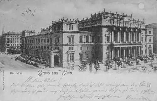 L097 Österreich 1897 Gruss aus Wien Die Burse Palace Vintage Postkarte