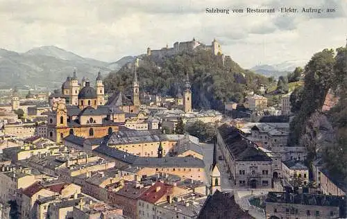L097 Österreich Salzburg vom Restaurant Panoramablick Vintage Postkarte