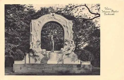L097 Österreich Wien Johann Strauss Statue Musiker Vintage Postkarte