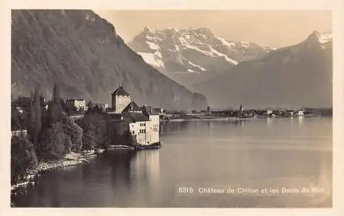 A187 Schweiz Chateau de Chillon Dents du Midi Schloss Berg Postkarte