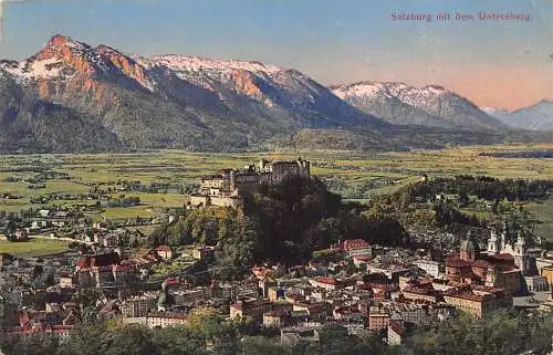 L097 Österreich 1921 Salzburg mit Schloss Untersberg Vintage Postkarte
