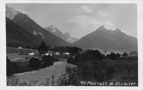 L097 Österreich 1928 Medratz Stubaier Dorf Berg Vintage Postkarte