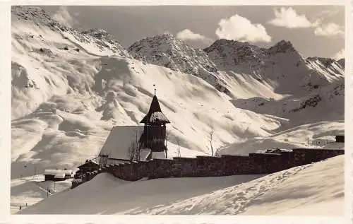 A187 Schweiz Arosa Bergkirchli Erzhorn Berg Schnee Kirche Postkarte