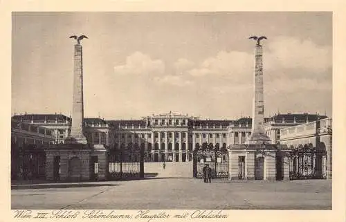A187 Österreich Wien Wien Schloss Schönbrunn Haupttor Obelisken Vintage Postkarte
