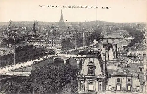 A187 Frankreich Paris Panorama des Sept Ponts Vintage Postkarte