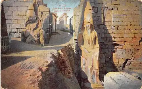 A188 Ägypten 1909 Luxor Statue von Ramses in der Nähe von Tempel Vintage Postkarte