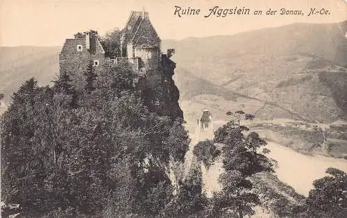 A188 Österreich 1914 Burgruine Aggstein ad Donau Vintage Postkarte