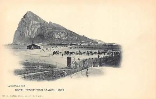 A189 Gibraltar Nordfront von Spanish Lines Wagen Vintage Postkarte