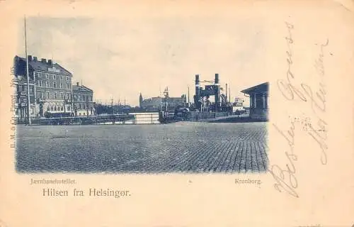 A189 Dänemark 1902 Kronborg Hilsen fra Helsingor Dampfschiff Postkarte