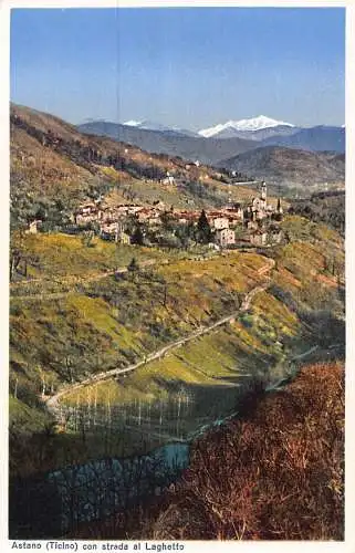 A190 Schweiz Astano Tessin con strada Laghetto Vintage Postkarte