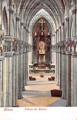 A190 Italien Mailänder Dom Innenraum Vintage Postkarte