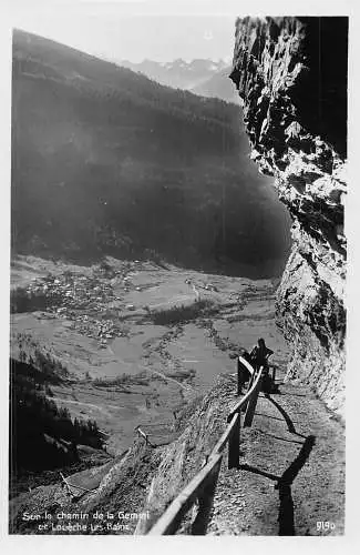 A190 Schweiz Sur le Chemin de la Gemmi Loueche les Bains Vintage Postkarte