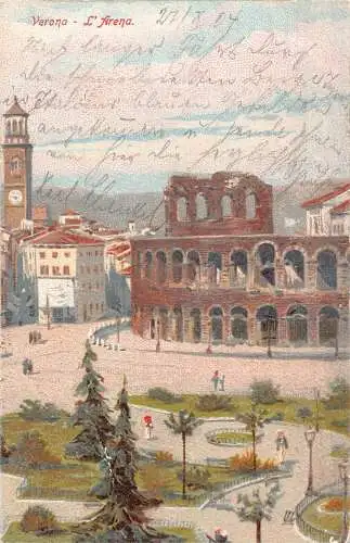 A190 Italien 1904 Verona L'Arena Litho Vintage Postkarte