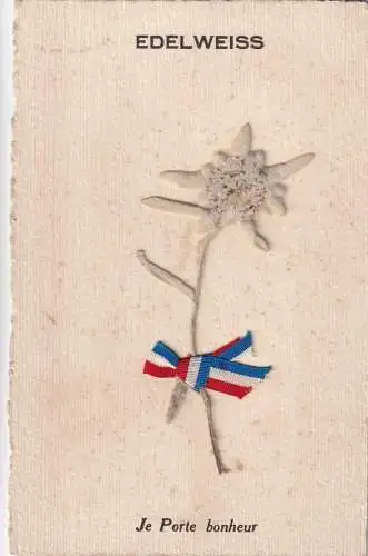 L396 Grüße Liebe Grüße Edelweiß echte Blume Postkarte