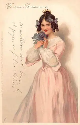 L395 Liebe Grüße Junge Dame Portrait 1903 Vintage Postkarte