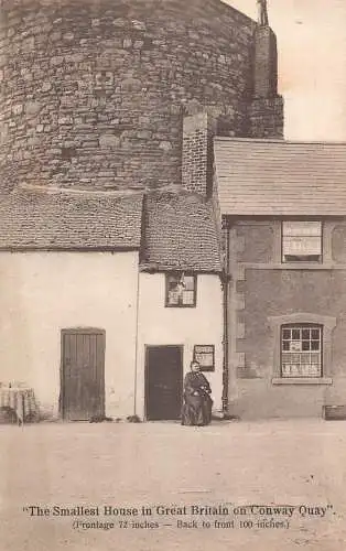 A022 Wales kleinstes Haus Großbritanniens Conway Quay Vintage Postkarte
